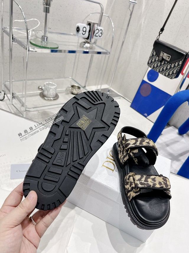 Dior迪奧2022新款新色系魔術貼涼鞋原版複刻專櫃豹紋系沙灘涼鞋女士涼鞋 dx3091